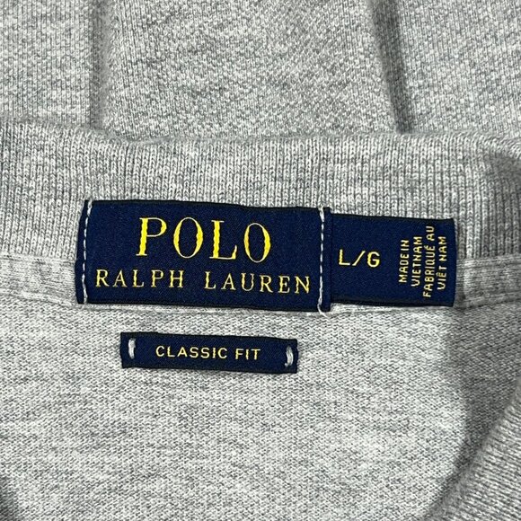 Polo Ralph Lauren Mens Large Classic Fit Grey Pullover Golf Sports Black Pony - Picture 2 of 10